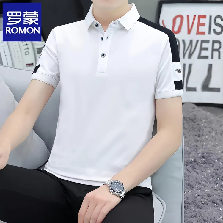 Romon/罗蒙男士夏季polo衫短袖T恤时尚翻领休闲百搭半袖冰丝宽松t