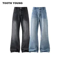 TOOTH YOUNG【破界牛仔裤】水磨白复古秋季宽松长裤