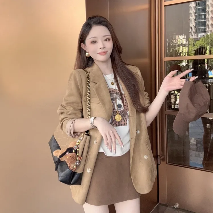 【晓溪服饰】单排扣翻领老钱风新中式秋季百搭设计感西装外套千金风