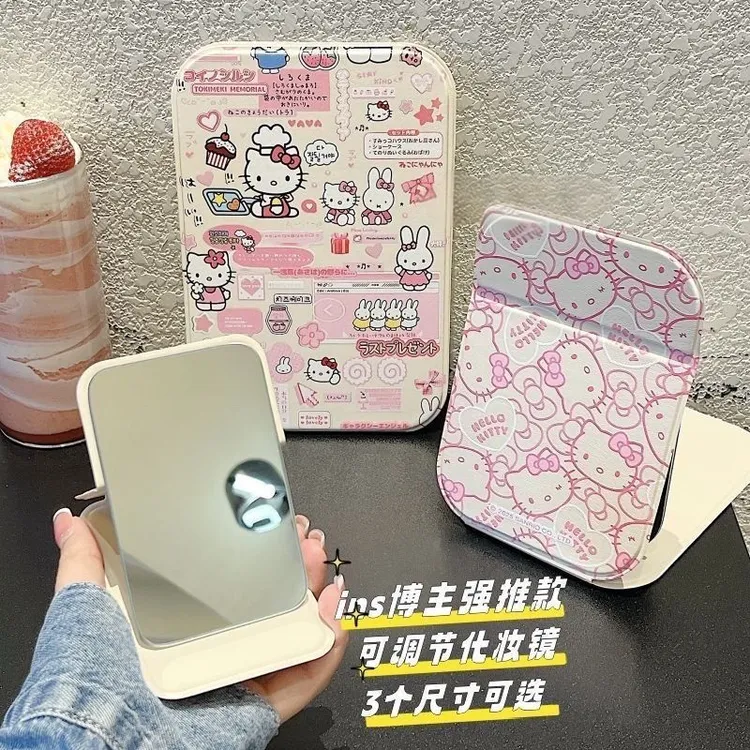 凯蒂猫图案便利贴kt可爱卡通折叠口红化妆镜子旅行口袋包包便携