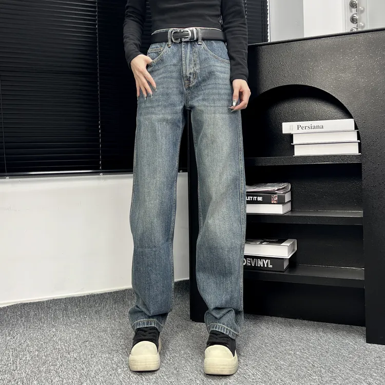 【MadeStyle】春季新款Cleanfit怀旧蓝美式复古直筒百搭牛仔裤宽松