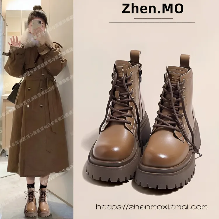 厚底马丁靴女2025新款英伦棕色加绒雪地棉靴子女秋冬保暖爆款短靴