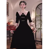 赫本风连衣裙2025春秋新款新中式国风轻奢气质长裙裙子女TX0140