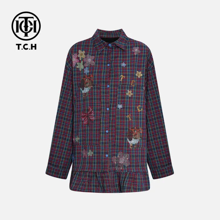 TCH私服秋冬慵懒风烫钻时尚淑女气质连衣裙T75D30E1001轻奢tch