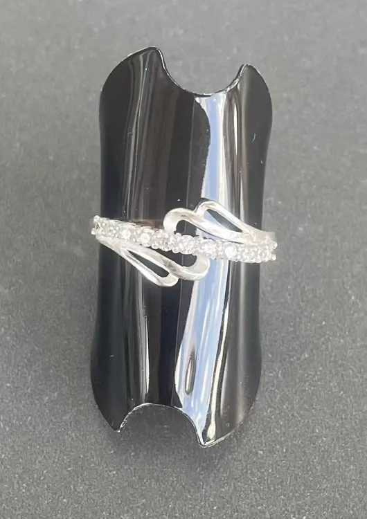 足银合成锆石戒指 通用女原创设计欧美设计感指环金戒银制品