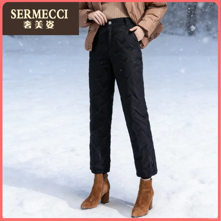 高腰奢美姿气质羽绒裤女外穿加厚直筒裤2026年冬季阔腿裤
