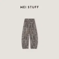 WEI STUFF  “调性拉满” 复古时髦满印豹纹直筒牛仔裤 10345 