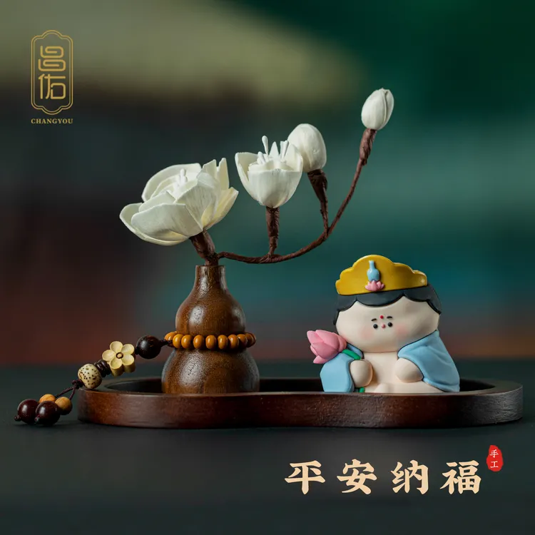 国风禅意树脂朋菩萨汽车摆件高级福禄平安男士高端中控台汽车摆件