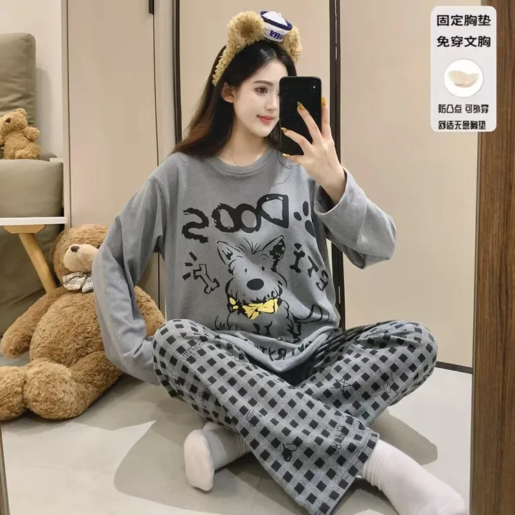 情侣款德绒睡衣女春秋款2025新款长袖大码秋冬睡衣男可外穿家居服
