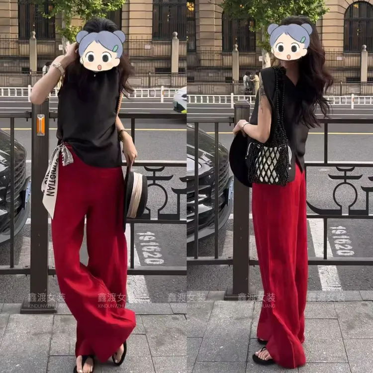 2025夏季新款时尚显瘦气质女士网红洋气两件套百搭款D5873