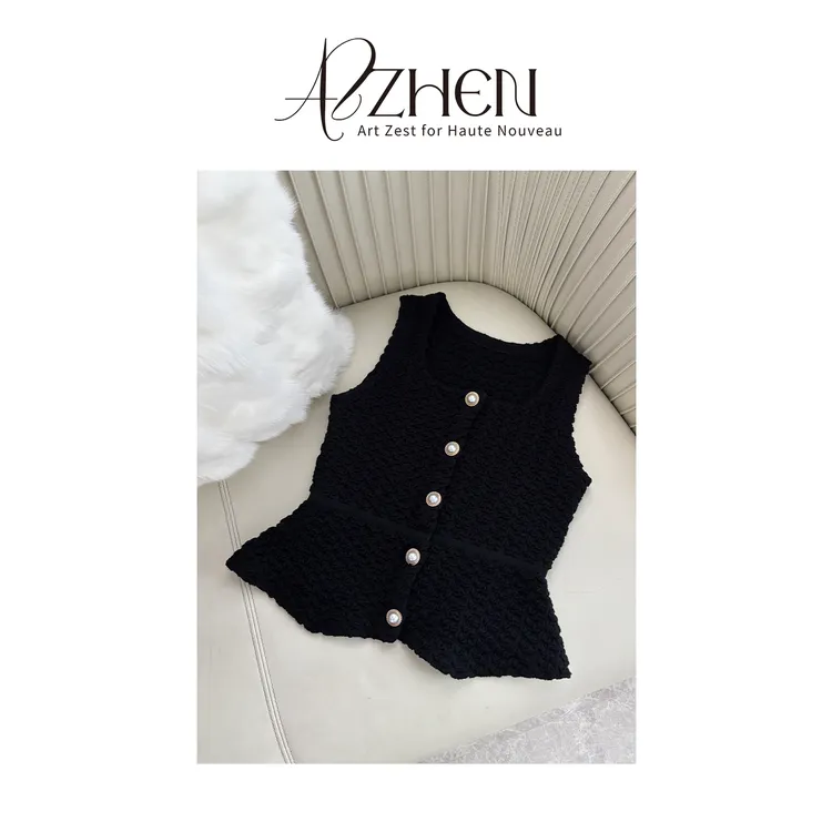 AZZHEN【罗马假日】泡泡针织袖领背心AZ5BBH10-00