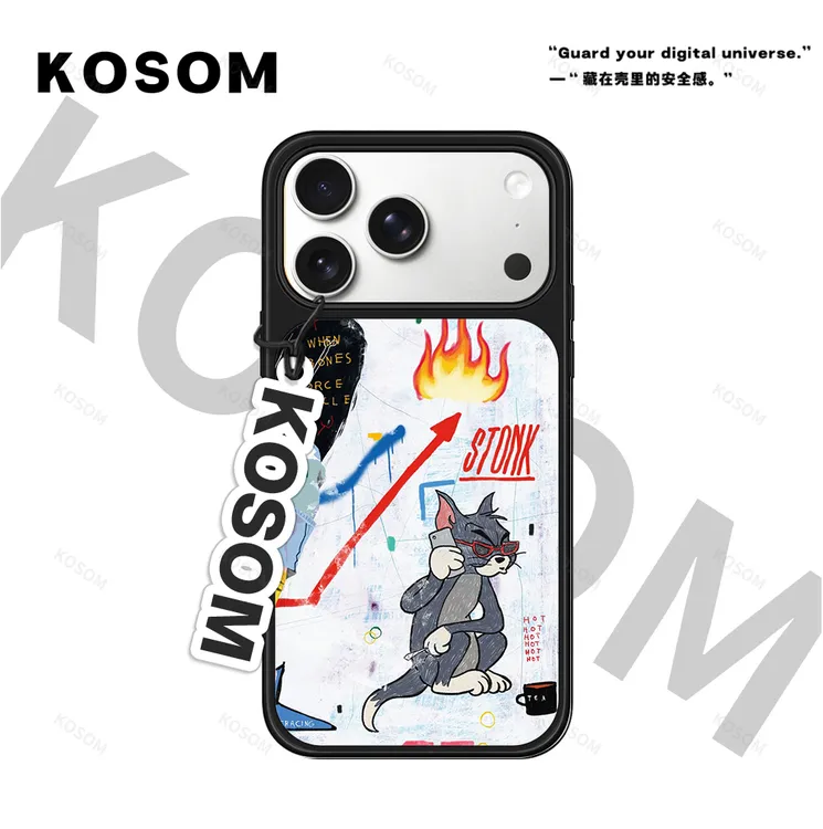 混合涂鸦磨砂磁吸黑边苹果16promax/15小众高级防摔17pro防摔