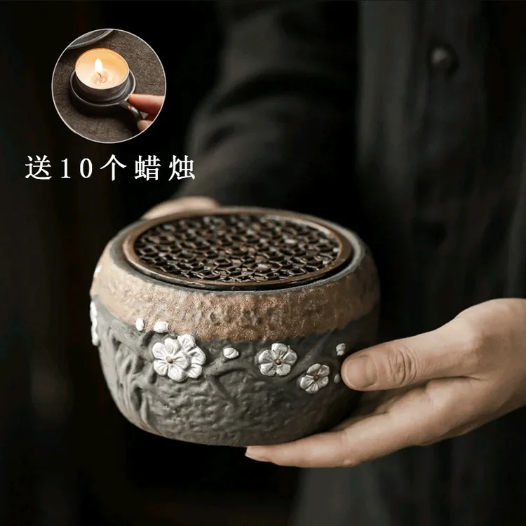 复古鎏金温茶炉蜡烛加热炉子粗陶保温炉家用暖茶炉功夫茶具配件