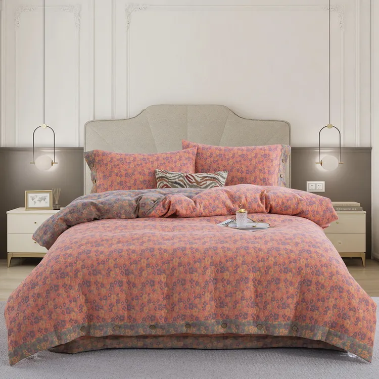 良品绘【清新之歌-多色】高端全棉A类色织双层纱四件套中式新款柔软