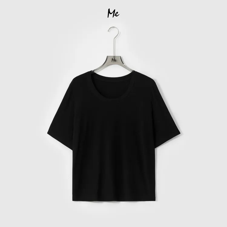 ME【面霜T】天丝绵羊毛混纺极简慵懒显瘦时尚百搭短袖T恤MESS6886