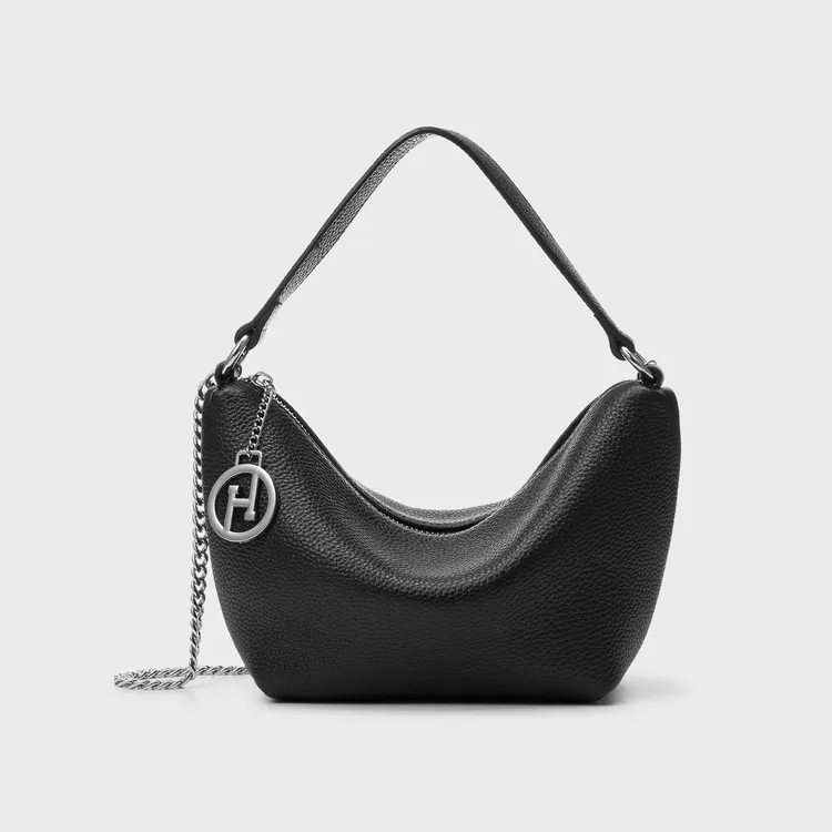 【美国Hotend】轻奢百搭时尚月牙饺子包手拎腋下包简约风 曜石黑