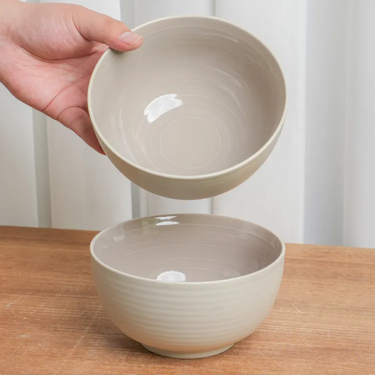 【瑕疵】釉下彩陶瓷碗沙拉碗餐厅高颜值窑变奶茶灰菜碗家用J1D/G2B