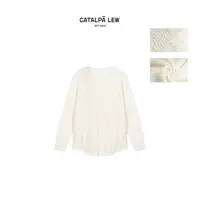 CatalpaLew「白织」墟生美学粗针提花镂空时尚毛织外套#C52624