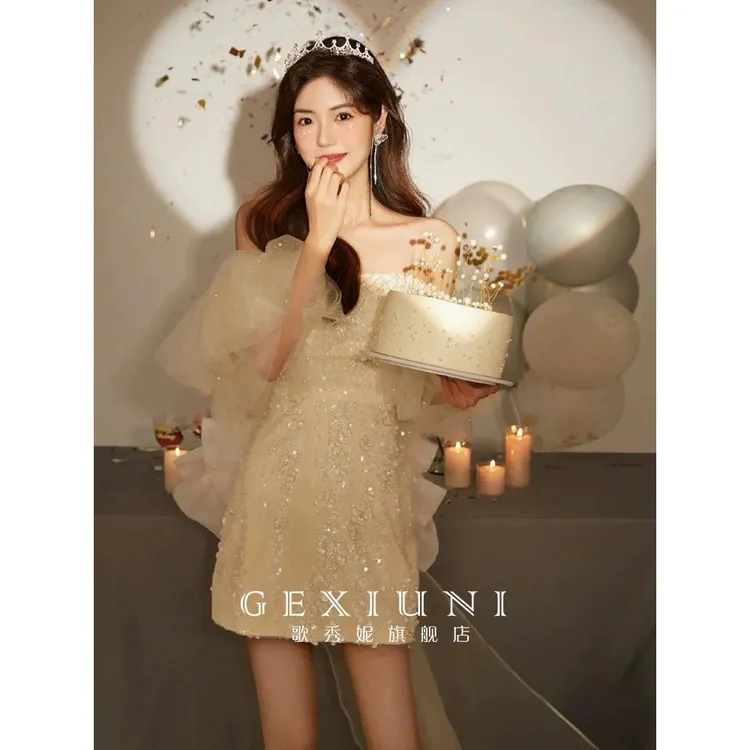 重工生日party小礼服女高端轻奢小众法式高级感宴会公主裙成人礼