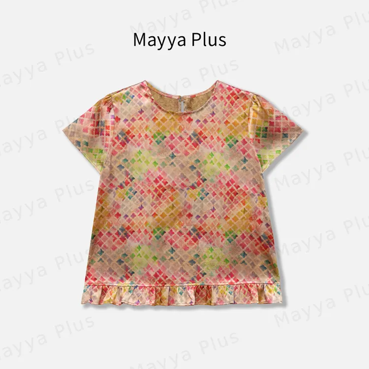 【彩云】Mayya Plus麦芽定制气质荷叶边短袖女夏季新款上衣32528818