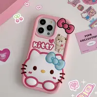 粉嫩可爱KT猫适用苹果17promax手机壳13立体15硅胶14防摔iPhone16
