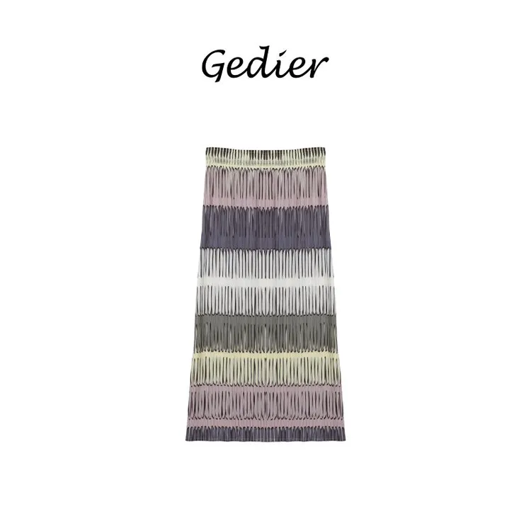 【歌蒂尔】“山宅” 渐变修身复古半身裙 小众设计款长裙 EG520999Y