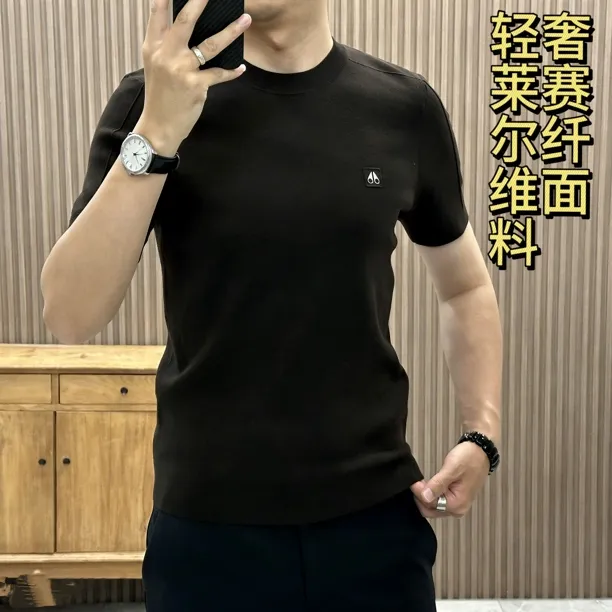 欧货春秋冬男士圆领纯色针织短袖毛衣潮流简约商务修身百搭保暖