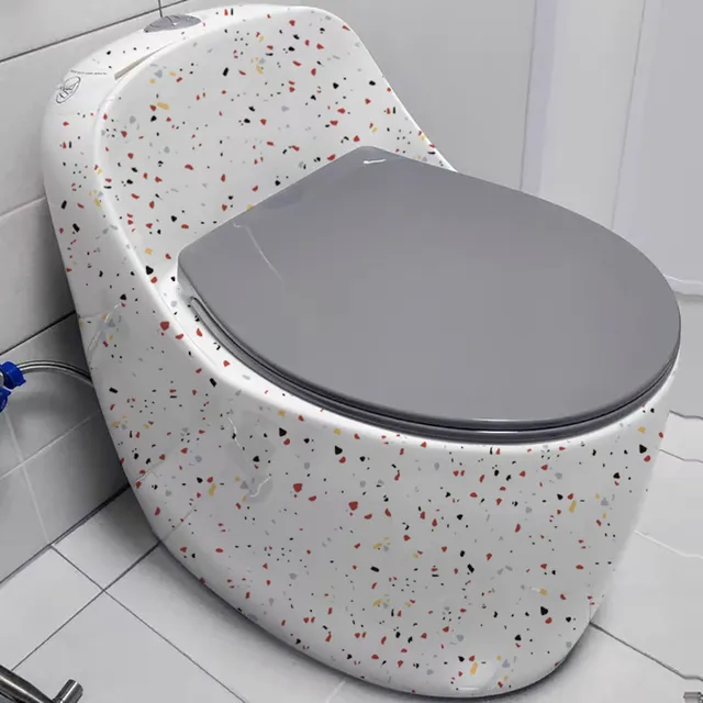 创意坐便器虹吸式家用普通彩色水磨石酒店马桶防臭静音小户型坐厕