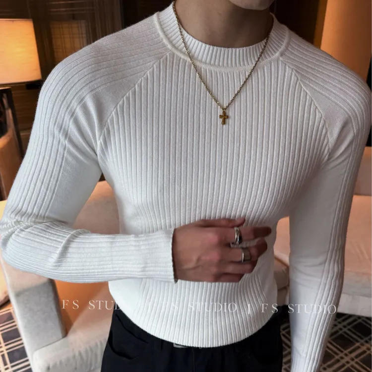 F.S25A/W【贵气结构修身长袖】简约插肩袖针织内搭打底衫高领毛衣