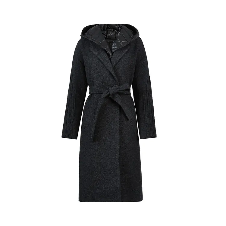 S·DEER圣迪奥女装连帽时尚拼接收腰长款冬季大衣羽绒服S21481847