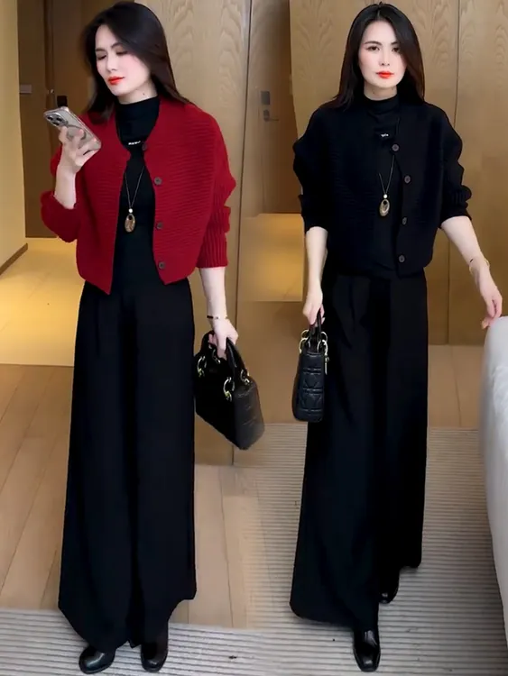 时尚针织衫开衫女2025秋冬新款洋气显瘦宽松蝙蝠袖毛衣外套上衣潮