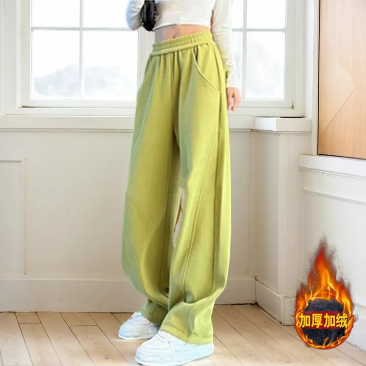 冬日外穿洋气加绒香蕉裤女秋冬新款宽松显瘦直筒窄版阔腿休闲裤潮