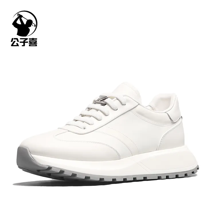 公子喜【舒适至上—皮配布】春夏透气男士商务休闲鞋阿甘慢跑鞋