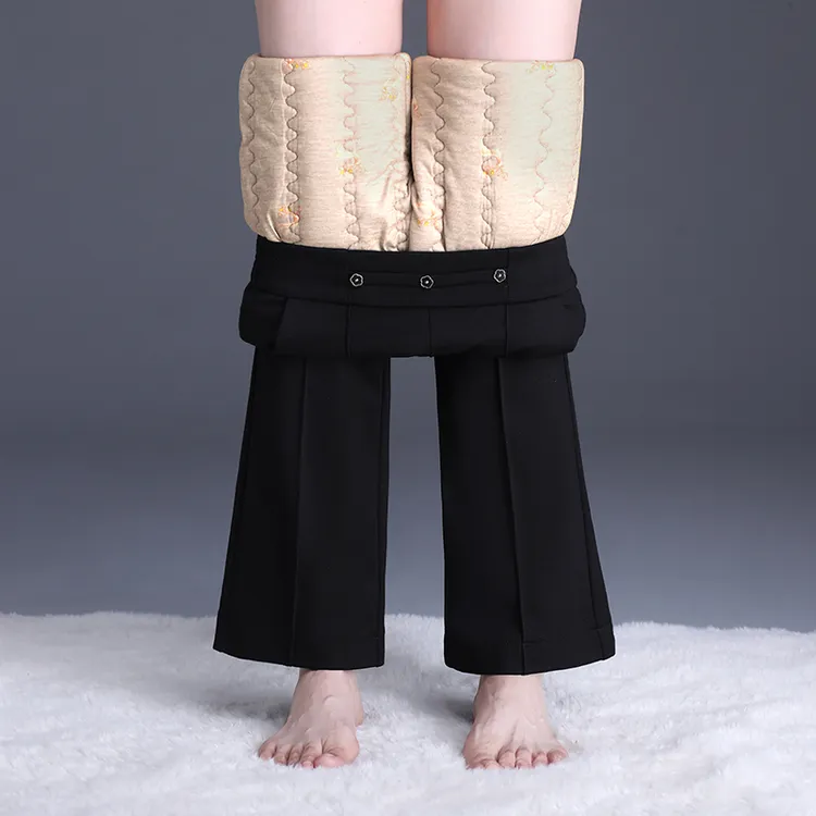 蚕丝棉裤女款爆款2025新款冬季外穿抗寒保暖高腰微喇加厚加绒裤子