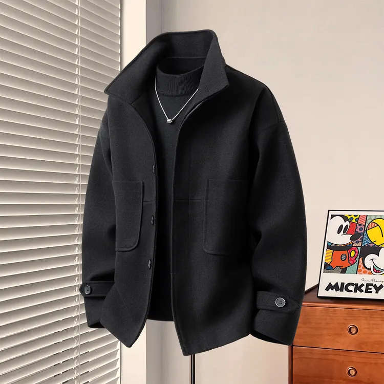 轻奢痞帅高级感男装毛呢大衣男士外套秋冬款保暖呢子夹克男生衣服