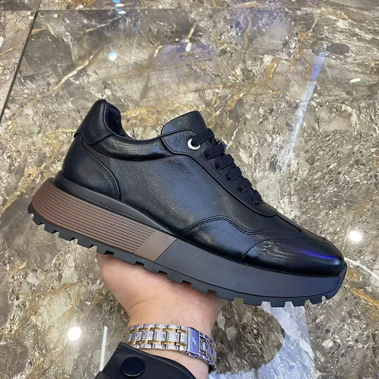真皮男鞋2025秋季新品高级感牛皮厚底男皮鞋百搭时尚运动休闲潮鞋