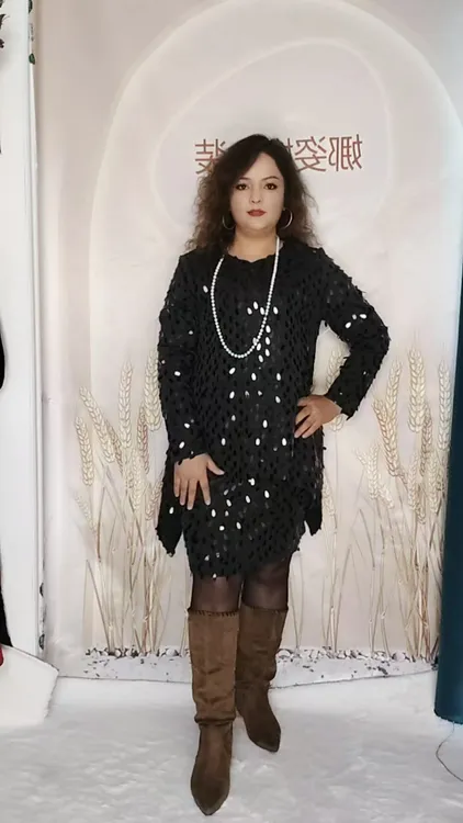 薄款亮片不褪色镂空蝙蝠袖衬衫连衣裙时尚女士波点