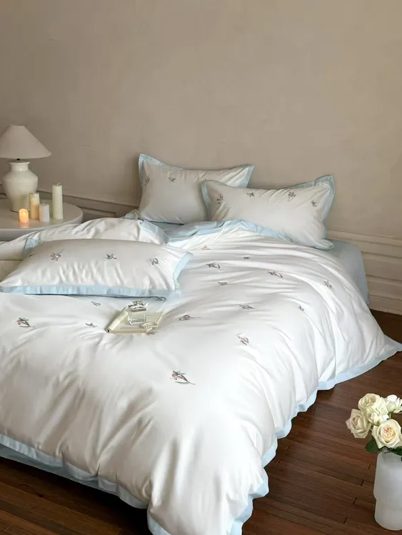 马棉绣花款四件套