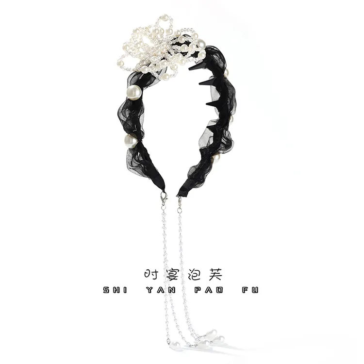 邂逅发箍立体珠珠花朵可拆卸流苏发饰法式小香风经典压发箍头饰女