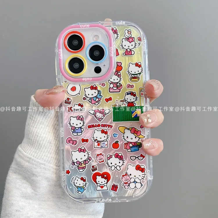 泡芙羽纱适用iphone16promax苹果15/14/13/12华为小米凯蒂手机壳
