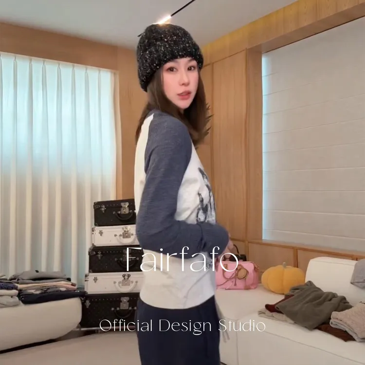 【百搭复古撞色长袖】YSCX5A143韩系小众显瘦时尚秋冬百搭打底长袖