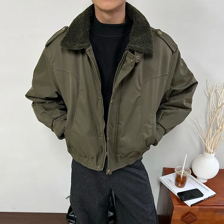 EBTTG「圣达菲 羊羔毛领」美式复古军绿色工装棉服男冬季加厚外套