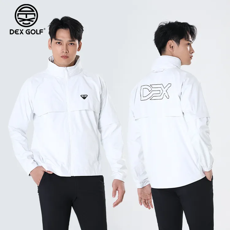 DEXGOLF高尔夫男士外套7205纯色连帽拉链防风衣户外运动易携带