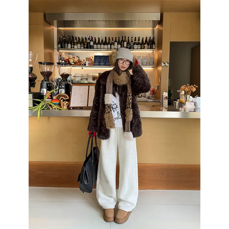 逃屿 运动裤卫裤灰色直筒2025秋冬小个子阔腿裤显瘦慵懒风束脚裤