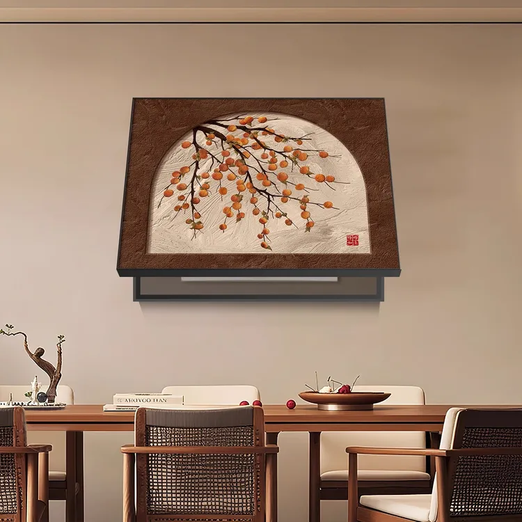 中古风柿柿如意电表箱装饰画2025新款配电箱遮挡挂画电闸盒壁画