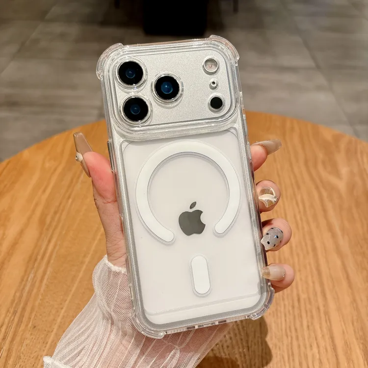 四角防摔适用苹果17promax手机壳磁吸透明iphone16/15保护壳14pro