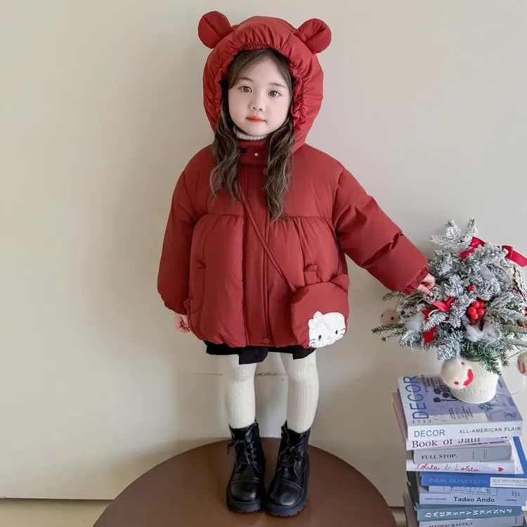 女童棉服外套冬季2025新款洋气时髦儿童加厚冬装宝宝可爱连帽棉衣