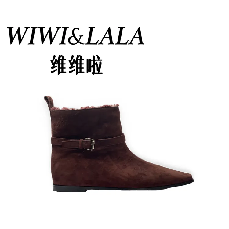【维维啦】AW冬款羊京平底尖头短靴绒里9109-0602R