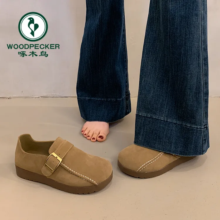 啄木鸟厚底勃肯鞋女2025新款春秋季女款鞋爆款孕妇懒人鞋博肯单鞋