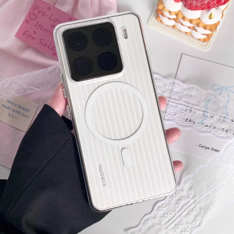 瓦楞条纹适用小米15Pro手机壳小米17Promax透明磁吸14pro全包防摔